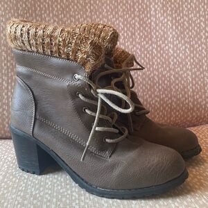 Dark Brown Lace-Up Booties
